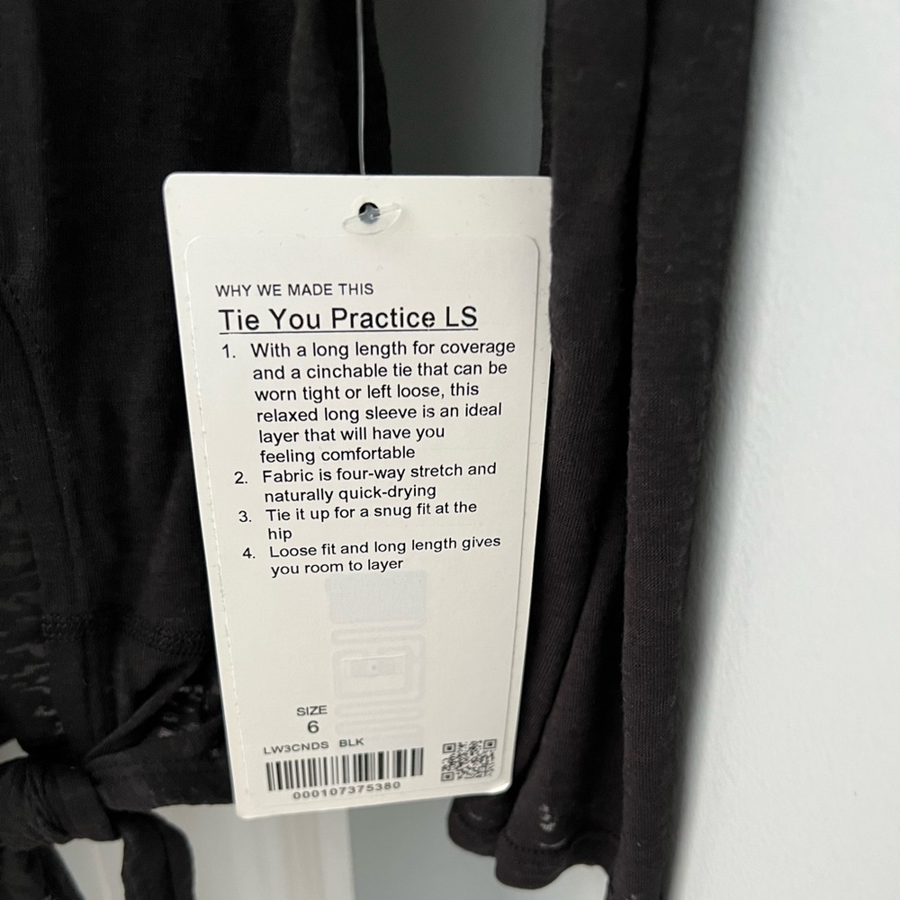 Lululemon Tie you practice LS size 6